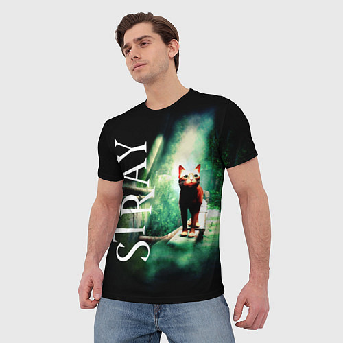 Мужская футболка Заблудившийся Котик STRAY / 3D-принт – фото 3