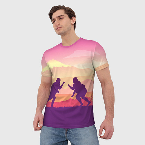 Мужская футболка Сумо поединок на рассвете / 3D-принт – фото 3