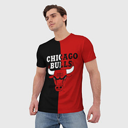Футболка мужская Чикаго Буллз black & red, цвет: 3D-принт — фото 2