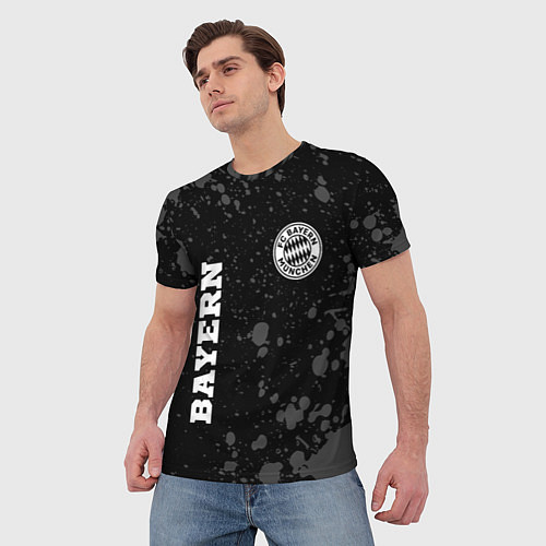 Мужская футболка Bayern sport на темном фоне: символ и надпись верт / 3D-принт – фото 3