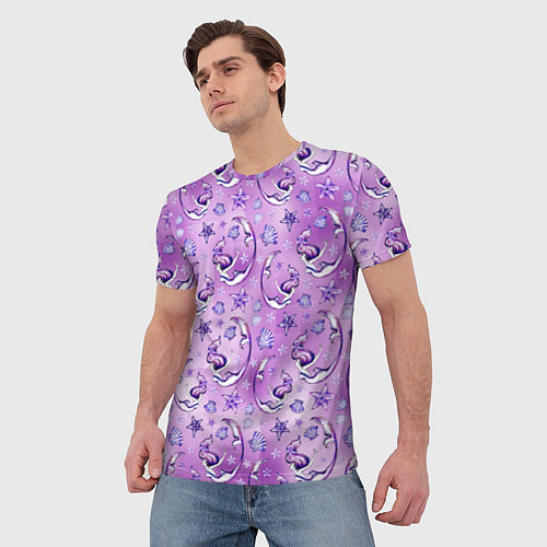 Мужская футболка Танцующие русалки на фиолетовом / 3D-принт – фото 3