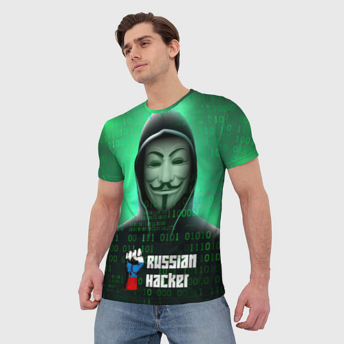 Мужская футболка Russian hacker green / 3D-принт – фото 3