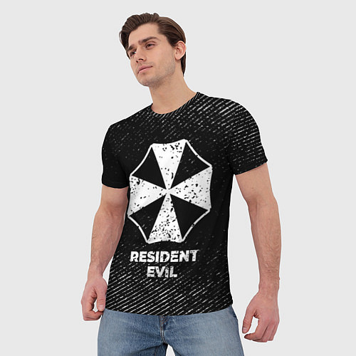 Мужская футболка Resident Evil с потертостями на темном фоне / 3D-принт – фото 3