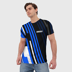 Футболка мужская Кроссфит - синии линии, цвет: 3D-принт — фото 2