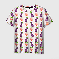 Футболка мужская Баклажаны и персики паттерн, цвет: 3D-принт