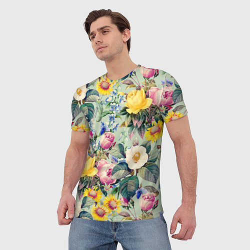 Мужская футболка Солнечные Цветы / 3D-принт – фото 3