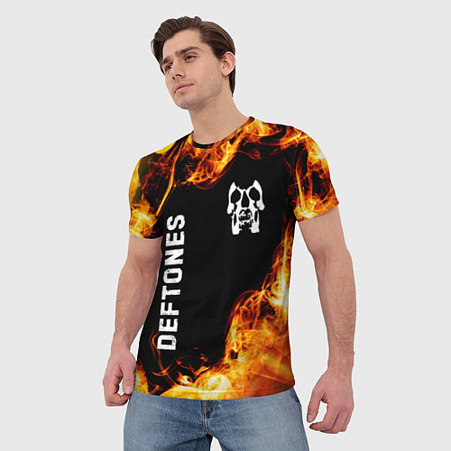 Мужская футболка Deftones и пылающий огонь / 3D-принт – фото 3