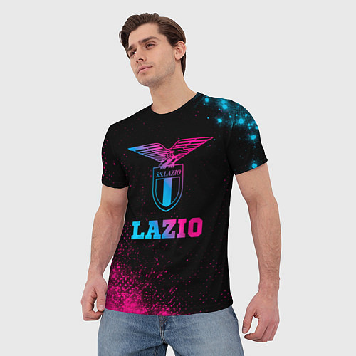 Мужская футболка Lazio - neon gradient / 3D-принт – фото 3