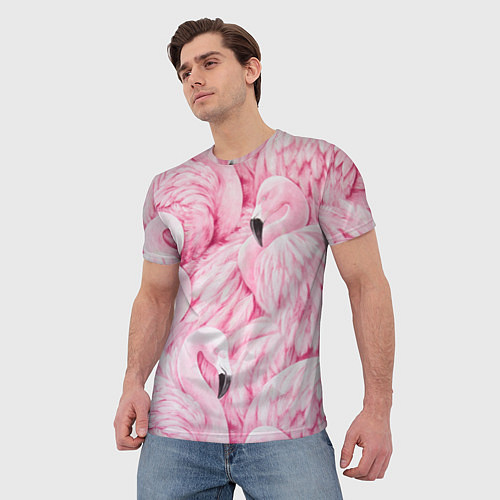 Мужская футболка Pink Flamingos / 3D-принт – фото 3