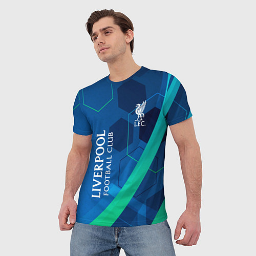 Мужская футболка Ливерпуль Синяя абстракция / 3D-принт – фото 3