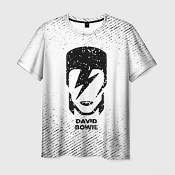 Футболка мужская David Bowie с потертостями на светлом фоне, цвет: 3D-принт