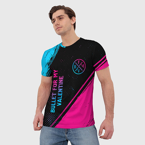 Мужская футболка Bullet For My Valentine - neon gradient: символ и / 3D-принт – фото 3