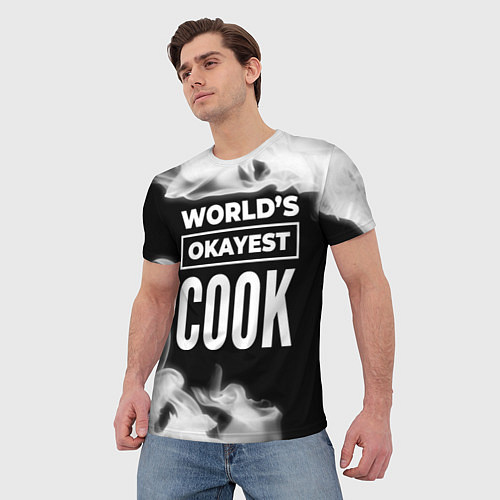 Мужская футболка Worlds okayest cook - dark / 3D-принт – фото 3