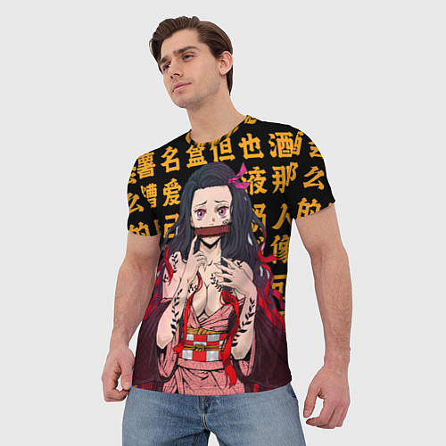 Мужская футболка Незуко тян - Клинок рассекающий демонов / 3D-принт – фото 3