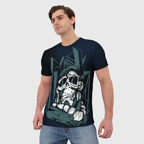 Мужская футболка Страшная обезьяна -путешественник / 3D-принт – фото 3