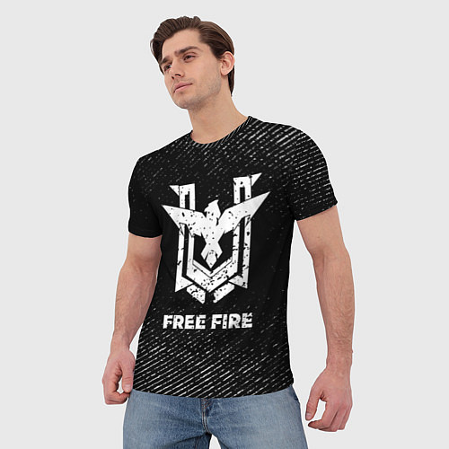 Мужская футболка Free Fire с потертостями на темном фоне / 3D-принт – фото 3