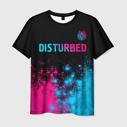 Футболка мужская Disturbed - neon gradient: символ сверху, цвет: 3D-принт