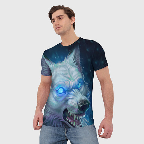 Мужская футболка Ледяной волк / 3D-принт – фото 3