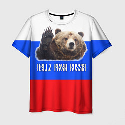 Футболка мужская Привет из России - медведь и триколор, цвет: 3D-принт