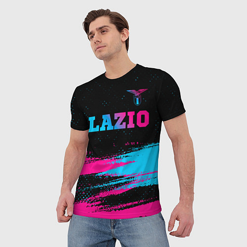 Мужская футболка Lazio - neon gradient: символ сверху / 3D-принт – фото 3