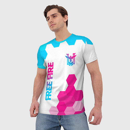 Мужская футболка Free Fire neon gradient style: символ и надпись ве / 3D-принт – фото 3