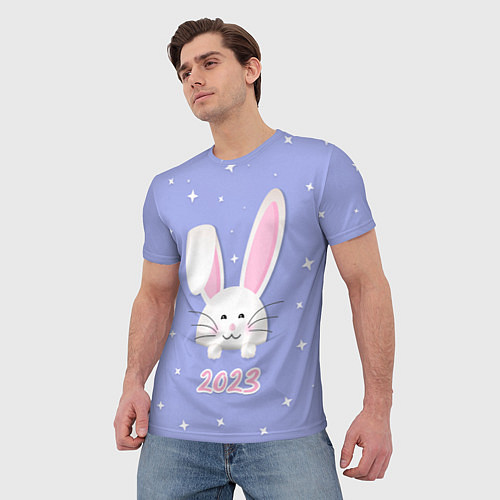 Мужская футболка Кролик - символ 2023 года / 3D-принт – фото 3
