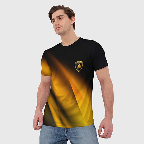 Мужская футболка Ламборгини - желтая абстракция / 3D-принт – фото 3