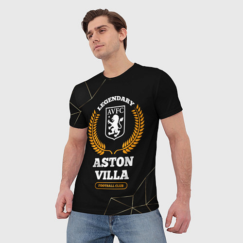 Мужская футболка Лого Aston Villa и надпись legendary football club / 3D-принт – фото 3