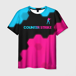 Футболка мужская Counter Strike - neon gradient: символ сверху, цвет: 3D-принт