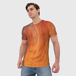 Футболка мужская Огненно-оранжевая поверхность, цвет: 3D-принт — фото 2