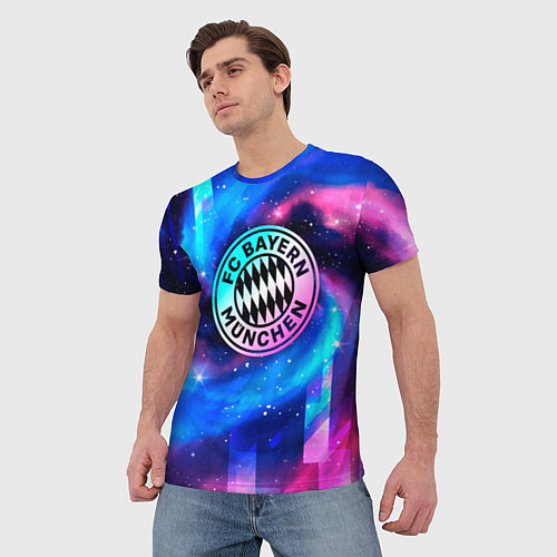Мужская футболка Bayern неоновый космос / 3D-принт – фото 3