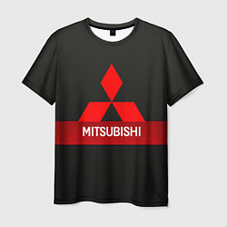 Футболка мужская Mitsubishi - логотип - красная полоса, цвет: 3D-принт