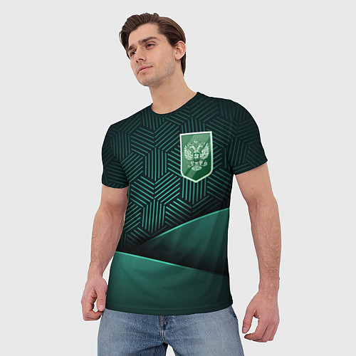 Мужская футболка Зеленый герб России / 3D-принт – фото 3
