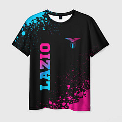 Футболка мужская Lazio - neon gradient: символ и надпись вертикальн, цвет: 3D-принт