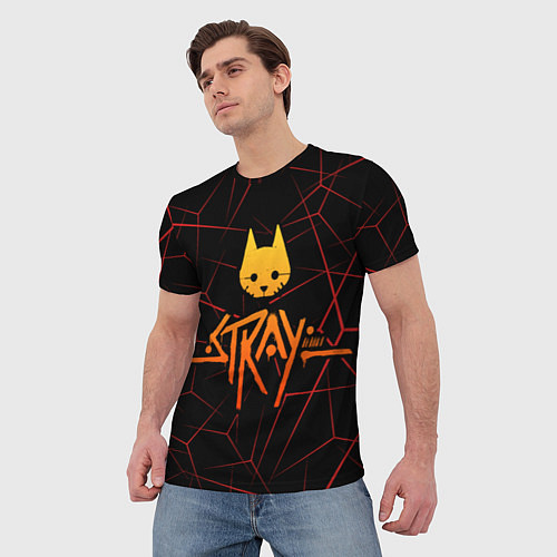 Мужская футболка Stray cat игра блуждающий кот / 3D-принт – фото 3