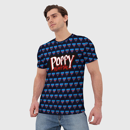 Мужская футболка Poppy Playtime - Huggy Wuggy Pattern / 3D-принт – фото 3