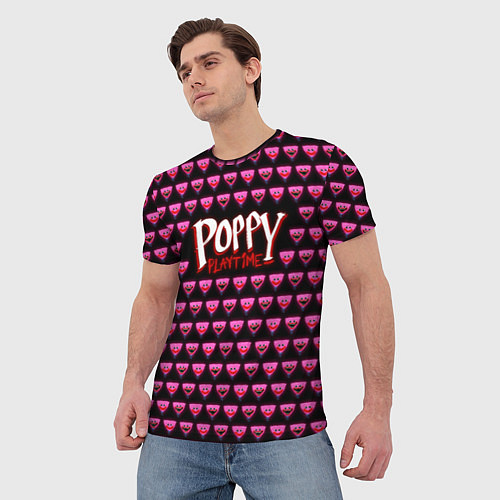 Мужская футболка Poppy Playtime - Kissy Missy Pattern - Huggy Wuggy / 3D-принт – фото 3
