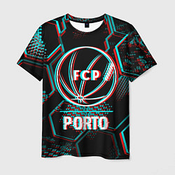 Футболка мужская Porto FC в стиле glitch на темном фоне, цвет: 3D-принт