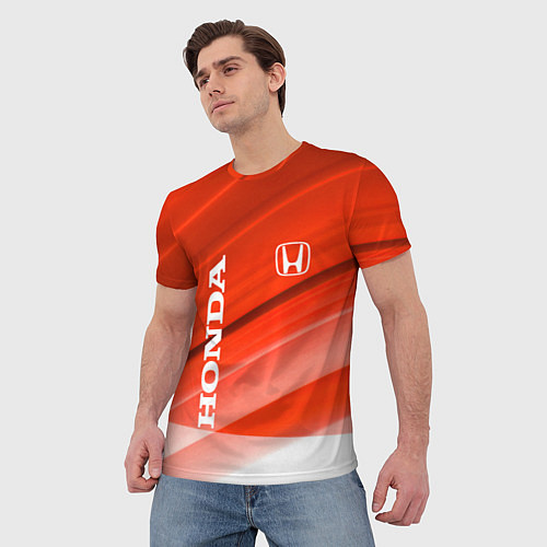 Мужская футболка Хонда - Красно-белая абстракция / 3D-принт – фото 3