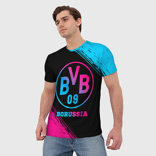 Мужская футболка Borussia - neon gradient / 3D-принт – фото 3