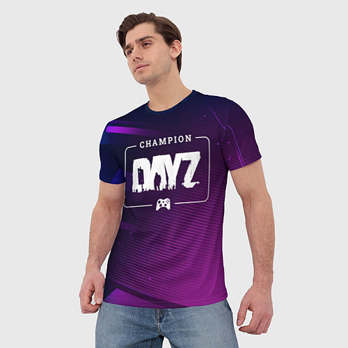 Мужская футболка DayZ gaming champion: рамка с лого и джойстиком на / 3D-принт – фото 3