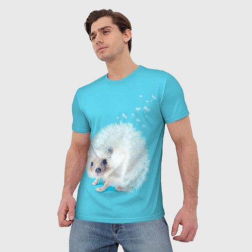 Мужская футболка Белый ежик одуванчик / 3D-принт – фото 3