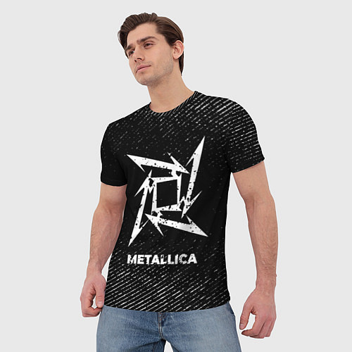 Мужская футболка Metallica с потертостями на темном фоне / 3D-принт – фото 3