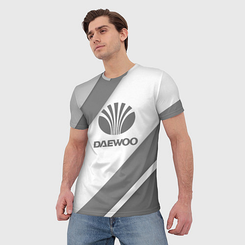 Мужская футболка Daewoo - серые полосы / 3D-принт – фото 3