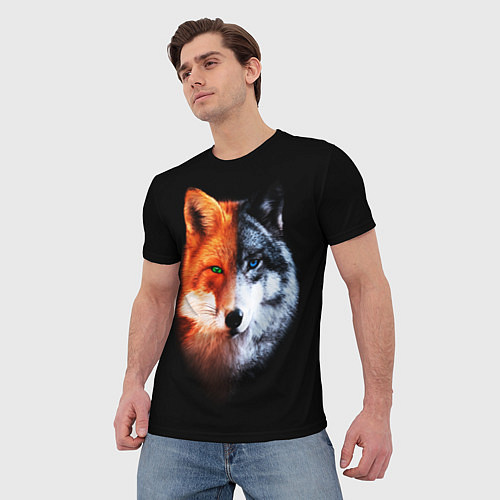 Мужская футболка Волк и Лисица / 3D-принт – фото 3