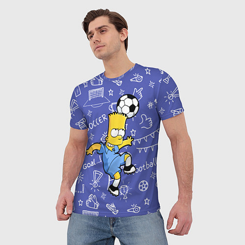 Мужская футболка Барт Симпсон бьёт футбольный мяч головой / 3D-принт – фото 3