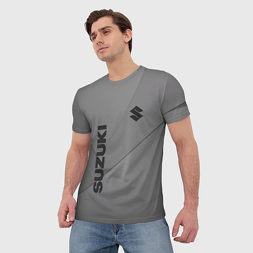 Мужская футболка Suzuki - серая абстракция / 3D-принт – фото 3