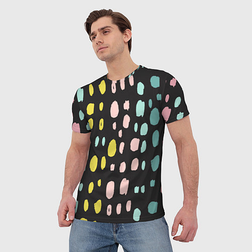 Мужская футболка Разноцветные абстрактные пятна / 3D-принт – фото 3