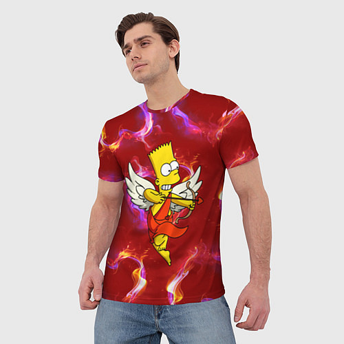 Мужская футболка Барт Симпсон стреляет из лука в сердце / 3D-принт – фото 3
