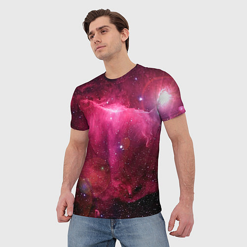 Мужская футболка Рубиновая туманность / 3D-принт – фото 3